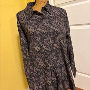 Women's Black Graphic Button Down Shirt